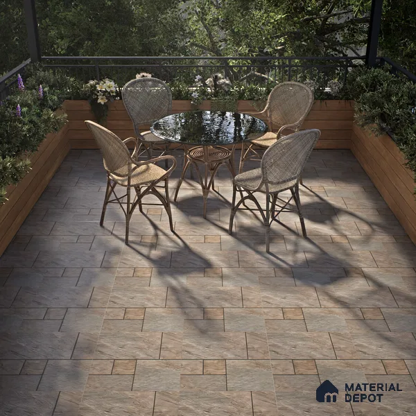 Budget Friendly Stone Look Value for Money Parking Ashora Floor Tile 16 x 16 inch | TL 06252 | Vitrified Matte Finish Tile - 12 mm | Suitable For Parking, Outdoor, Balcony & Terrace | Pattern Alignment May Vary | 2-3 mm Spacer is Mandatory