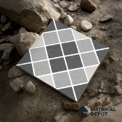 Budget Friendly Stone Look Value for Money Parking Auracore Floor Tile 16 x 16 inch | TL 06253 | Vitrified Matte Finish Tile - 12 mm | Suitable For Parking, Outdoor, Balcony & Terrace | Pattern Alignment May Vary | 2-3 mm Spacer is Mandatory