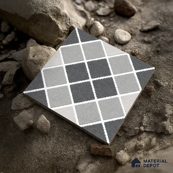 Budget Friendly Stone Look Value for Money Parking Auracore Floor Tile 16 x 16 inch | TL 06253 | Vitrified Matte Finish Tile - 12 mm | Suitable For Parking, Outdoor, Balcony & Terrace | Pattern Alignment May Vary | 2-3 mm Spacer is Mandatory