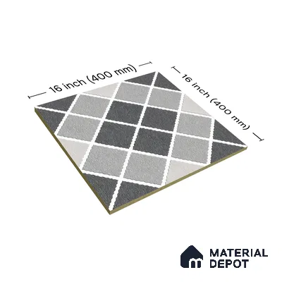 Budget Friendly Stone Look Value for Money Parking Auracore Floor Tile 16 x 16 inch | TL 06253 | Vitrified Matte Finish Tile - 12 mm | Suitable For Parking, Outdoor, Balcony & Terrace | Pattern Alignment May Vary | 2-3 mm Spacer is Mandatory