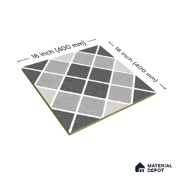 Budget Friendly Stone Look Value for Money Parking Auracore Floor Tile 16 x 16 inch | TL 06253 | Vitrified Matte Finish Tile - 12 mm | Suitable For Parking, Outdoor, Balcony & Terrace | Pattern Alignment May Vary | 2-3 mm Spacer is Mandatory