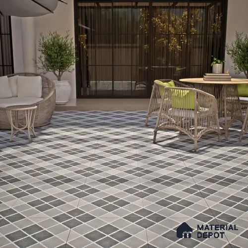 Budget Friendly Stone Look Value for Money Parking Auracore Floor Tile 16 x 16 inch | TL 06253 | Vitrified Matte Finish Tile - 12 mm | Suitable For Parking, Outdoor, Balcony & Terrace | Pattern Alignment May Vary | 2-3 mm Spacer is Mandatory