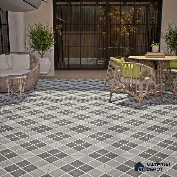 Budget Friendly Stone Look Value for Money Parking Auracore Floor Tile 16 x 16 inch | TL 06253 | Vitrified Matte Finish Tile - 12 mm | Suitable For Parking, Outdoor, Balcony & Terrace | Pattern Alignment May Vary | 2-3 mm Spacer is Mandatory