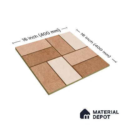 Budget Friendly Stone Look Value for Money Parking Brunox Floor Tile 16 x 16 inch | TL 06254 | Vitrified Matte Finish Tile - 12 mm | Suitable For Parking, Outdoor, Balcony & Terrace | Pattern Alignment May Vary | 2-3 mm Spacer is Mandatory