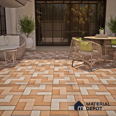 Budget Friendly Stone Look Value for Money Parking Brunox Floor Tile 16 x 16 inch | TL 06254 | Vitrified Matte Finish Tile - 12 mm | Suitable For Parking, Outdoor, Balcony & Terrace | Pattern Alignment May Vary | 2-3 mm Spacer is Mandatory
