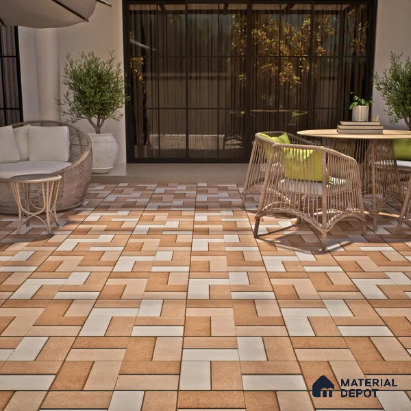 Budget Friendly Stone Look Value for Money Parking Brunox Floor Tile 16 x 16 inch | TL 06254 | Vitrified Matte Finish Tile - 12 mm | Suitable For Parking, Outdoor, Balcony & Terrace | Pattern Alignment May Vary | 2-3 mm Spacer is Mandatory