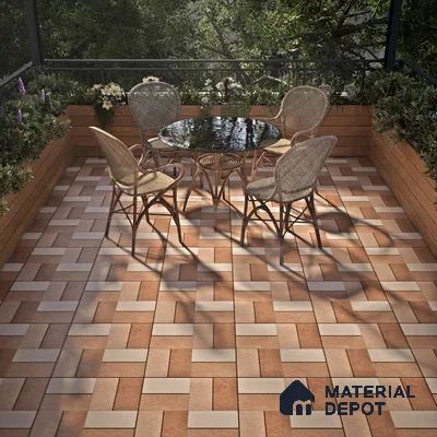 Budget Friendly Stone Look Value for Money Parking Brunox Floor Tile 16 x 16 inch | TL 06254 | Vitrified Matte Finish Tile - 12 mm | Suitable For Parking, Outdoor, Balcony & Terrace | Pattern Alignment May Vary | 2-3 mm Spacer is Mandatory