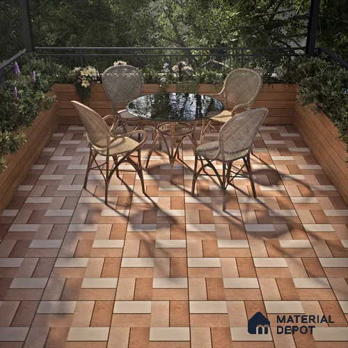 Budget Friendly Stone Look Value for Money Parking Brunox Floor Tile 16 x 16 inch | TL 06254 | Vitrified Matte Finish Tile - 12 mm | Suitable For Parking, Outdoor, Balcony & Terrace | Pattern Alignment May Vary | 2-3 mm Spacer is Mandatory