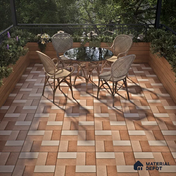 Budget Friendly Stone Look Value for Money Parking Brunox Floor Tile 16 x 16 inch | TL 06254 | Vitrified Matte Finish Tile - 12 mm | Suitable For Parking, Outdoor, Balcony & Terrace | Pattern Alignment May Vary | 2-3 mm Spacer is Mandatory