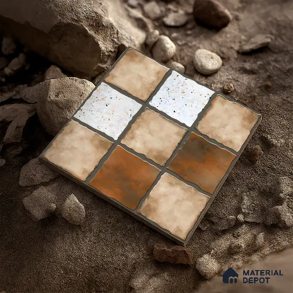 Budget Friendly Stone Look Value for Money Parking Umbric Floor Tile 16 x 16 inch | TL 06255 | Vitrified Matte Finish Tile - 12 mm | Perfect For Parking,Outdoor,Balcony & Terrace | Pattern Alignment May Vary | 2-3 mm Spacer is Mandatory