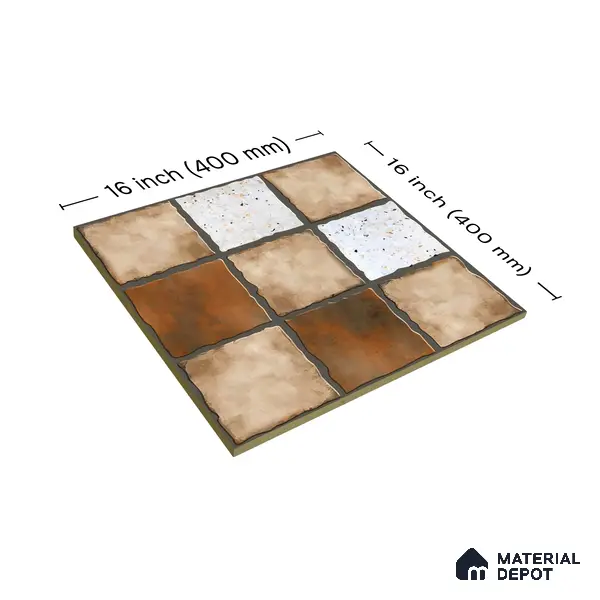 Budget Friendly Stone Look Value for Money Parking Umbric Floor Tile 16 x 16 inch | TL 06255 | Vitrified Matte Finish Tile - 12 mm | Perfect For Parking,Outdoor,Balcony & Terrace | Pattern Alignment May Vary | 2-3 mm Spacer is Mandatory