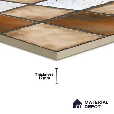 Budget Friendly Stone Look Value for Money Parking Umbric Floor Tile 16 x 16 inch | TL 06255 | Vitrified Matte Finish Tile - 12 mm | Perfect For Parking,Outdoor,Balcony & Terrace | Pattern Alignment May Vary | 2-3 mm Spacer is Mandatory