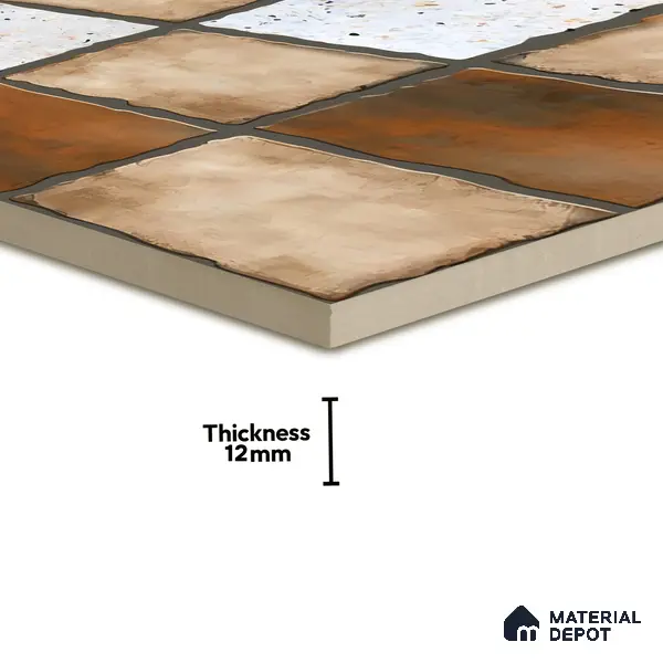 Budget Friendly Stone Look Value for Money Parking Umbric Floor Tile 16 x 16 inch | TL 06255 | Vitrified Matte Finish Tile - 12 mm | Perfect For Parking,Outdoor,Balcony & Terrace | Pattern Alignment May Vary | 2-3 mm Spacer is Mandatory