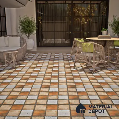 Budget Friendly Stone Look Value for Money Parking Umbric Floor Tile 16 x 16 inch | TL 06255 | Vitrified Matte Finish Tile - 12 mm | Perfect For Parking,Outdoor,Balcony & Terrace | Pattern Alignment May Vary | 2-3 mm Spacer is Mandatory