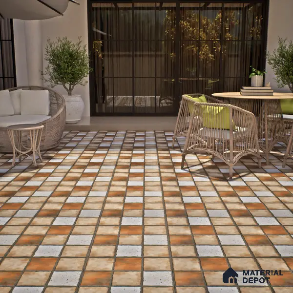 Budget Friendly Stone Look Value for Money Parking Umbric Floor Tile 16 x 16 inch | TL 06255 | Vitrified Matte Finish Tile - 12 mm | Perfect For Parking,Outdoor,Balcony & Terrace | Pattern Alignment May Vary | 2-3 mm Spacer is Mandatory