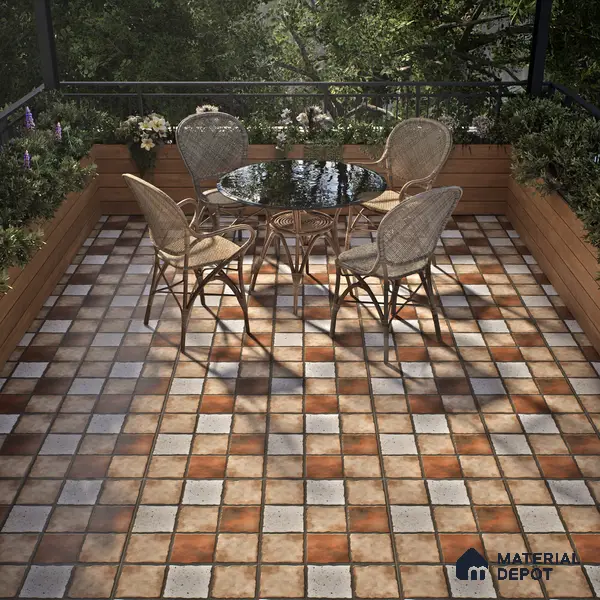 Budget Friendly Stone Look Value for Money Parking Umbric Floor Tile 16 x 16 inch | TL 06255 | Vitrified Matte Finish Tile - 12 mm | Perfect For Parking,Outdoor,Balcony & Terrace | Pattern Alignment May Vary | 2-3 mm Spacer is Mandatory