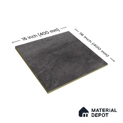 Stone Look Parking Floor Tile TL 07077 Quartzite Nero 400 x 400 mm Anti Skid Tiles Vitrified Matte Finish - 12 mm | Suitable for Heavy Duty Parking, Terrace & Balcony | Pattern Alignment May Vary | 2-3 mm Spacer is Mandatory