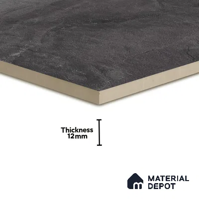 Stone Look Parking Floor Tile TL 07077 Quartzite Nero 400 x 400 mm Anti Skid Tiles Vitrified Matte Finish - 12 mm | Suitable for Heavy Duty Parking, Terrace & Balcony | Pattern Alignment May Vary | 2-3 mm Spacer is Mandatory