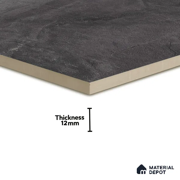 Stone Look Parking Floor Tile TL 07077 Quartzite Nero 400 x 400 mm Anti Skid Tiles Vitrified Matte Finish - 12 mm | Suitable for Heavy Duty Parking, Terrace & Balcony | Pattern Alignment May Vary | 2-3 mm Spacer is Mandatory