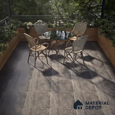 Stone Look Parking Floor Tile TL 07077 Quartzite Nero 400 x 400 mm Anti Skid Tiles Vitrified Matte Finish - 12 mm | Suitable for Heavy Duty Parking, Terrace & Balcony | Pattern Alignment May Vary | 2-3 mm Spacer is Mandatory