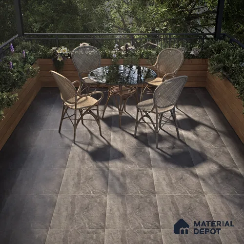 Stone Look Parking Floor Tile TL 07077 Quartzite Nero 400 x 400 mm Anti Skid Tiles Vitrified Matte Finish - 12 mm | Suitable for Heavy Duty Parking, Terrace & Balcony | Pattern Alignment May Vary | 2-3 mm Spacer is Mandatory