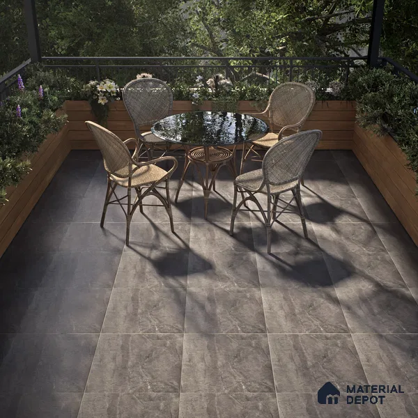 Stone Look Parking Floor Tile TL 07077 Quartzite Nero 400 x 400 mm Anti Skid Tiles Vitrified Matte Finish - 12 mm | Suitable for Heavy Duty Parking, Terrace & Balcony | Pattern Alignment May Vary | 2-3 mm Spacer is Mandatory