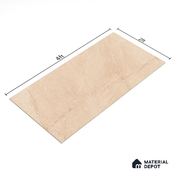 Stone Look Wall & Floor Tile TL 06656 B Artica Beige 4 ft x 2 ft Full Body Vitrified Matte Finish - 9 mm | 6 Random Design | Suitable For Living Room, Bedroom, Bathroom