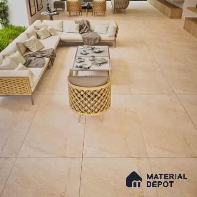 Stone Look Wall & Floor Tile TL 06656 B Artica Beige 4 ft x 2 ft Full Body Vitrified Matte Finish - 9 mm | 6 Random Design | Suitable For Living Room, Bedroom, Bathroom