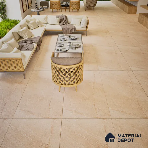 Stone Look Wall & Floor Tile TL 06656 B Artica Beige 4 ft x 2 ft Full Body Vitrified Matte Finish - 9 mm | 6 Random Design | Suitable For Living Room, Bedroom, Bathroom
