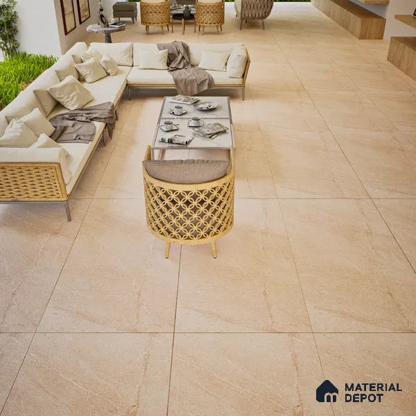 Stone Look Wall & Floor Tile TL 06656 B Artica Beige 4 ft x 2 ft Full Body Vitrified Matte Finish - 9 mm | 6 Random Design | Suitable For Living Room, Bedroom, Bathroom