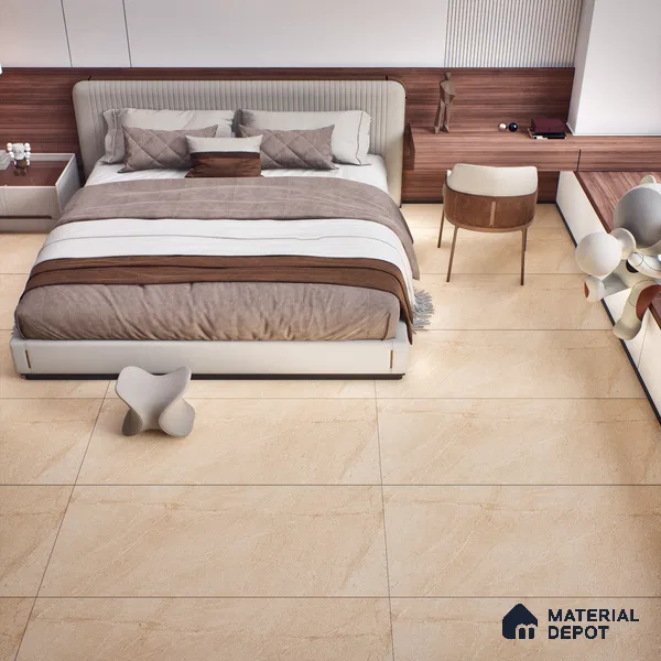 Stone Look Wall & Floor Tile TL 06656 B Artica Beige 4 ft x 2 ft Full Body Vitrified Matte Finish - 9 mm | 6 Random Design | Suitable For Living Room, Bedroom, Bathroom