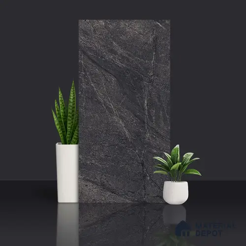 Stone Look Wall & Floor Tile TL 06656 D Artica Graphite 4 ft x 2 ft Full Body Vitrified Matte Finish - 9 mm | 6 Random Design | Suitable For Living Room, Bedroom, Bathroom