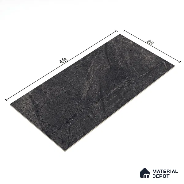 Stone Look Wall & Floor Tile TL 06656 D Artica Graphite 4 ft x 2 ft Full Body Vitrified Matte Finish - 9 mm | 6 Random Design | Suitable For Living Room, Bedroom, Bathroom (Sample)
