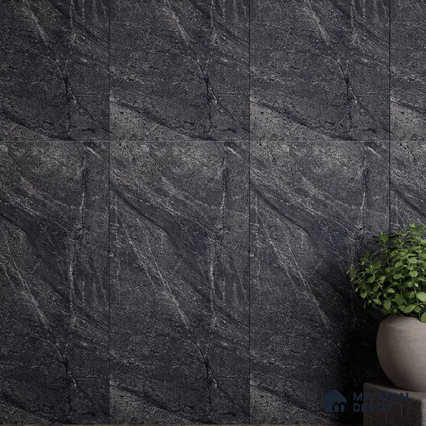 Stone Look Wall & Floor Tile TL 06656 D Artica Graphite 4 ft x 2 ft Full Body Vitrified Matte Finish - 9 mm | 6 Random Design | Suitable For Living Room, Bedroom, Bathroom (Sample)