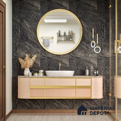 Stone Look Wall & Floor Tile TL 06656 D Artica Graphite 4 ft x 2 ft Full Body Vitrified Matte Finish - 9 mm | 6 Random Design | Suitable For Living Room, Bedroom, Bathroom (Sample)