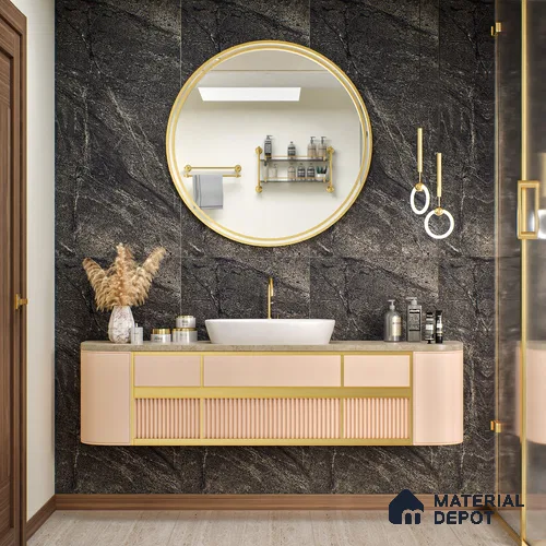 Stone Look Wall & Floor Tile TL 06656 D Artica Graphite 4 ft x 2 ft Full Body Vitrified Matte Finish - 9 mm | 6 Random Design | Suitable For Living Room, Bedroom, Bathroom