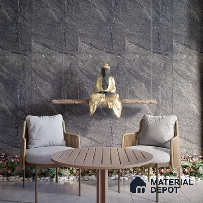 Stone Look Wall & Floor Tile TL 06656 D Artica Graphite 4 ft x 2 ft Full Body Vitrified Matte Finish - 9 mm | 6 Random Design | Suitable For Living Room, Bedroom, Bathroom (Sample)