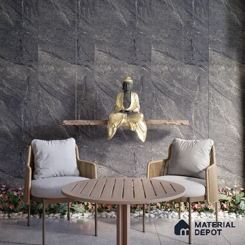 Stone Look Wall & Floor Tile TL 06656 D Artica Graphite 4 ft x 2 ft Full Body Vitrified Matte Finish - 9 mm | 6 Random Design | Suitable For Living Room, Bedroom, Bathroom