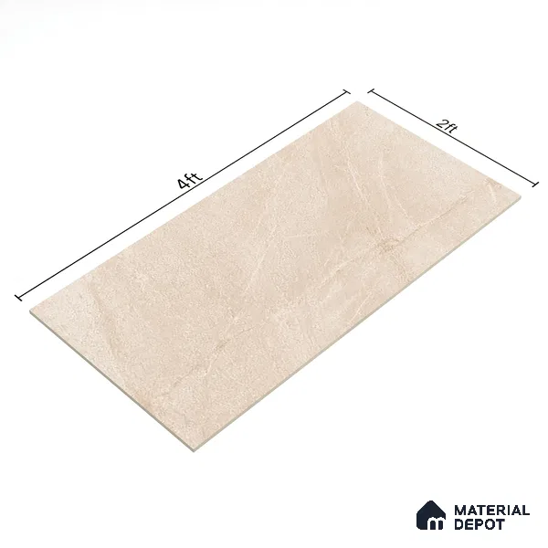 Stone Look Wall & Floor Tile TL 06656 Artica Ivory 4 ft x 2 ft Full Body Vitrified Matte Finish - 9 mm | 6 Random Design | Suitable For Living Room, Bedroom, Bathroom (Sample)
