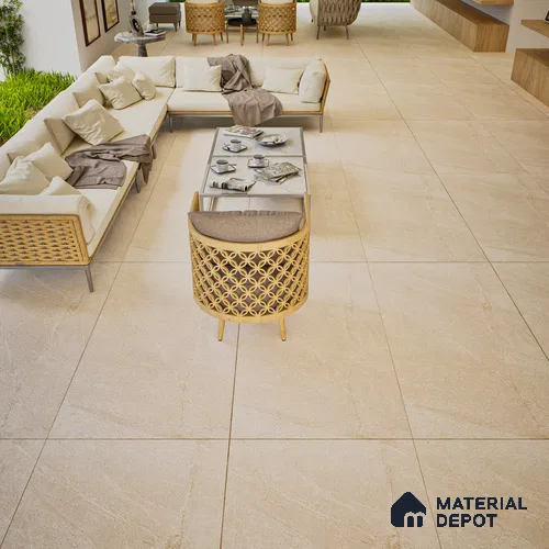 Stone Look Wall & Floor Tile TL 06656 Artica Ivory 4 ft x 2 ft Full Body Vitrified Matte Finish - 9 mm | 6 Random Design | Suitable For Living Room, Bedroom, Bathroom