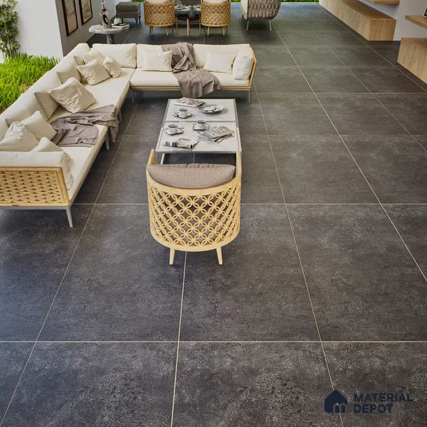 Stone Look Wall & Floor Tile TL 06657 D Riga Coal 4 ft x 2 ft Full Body Vitrified Matte Finish - 9 mm | 6 Random Design | Suitable For Living Room, Bedroom, Bathroom (Sample)