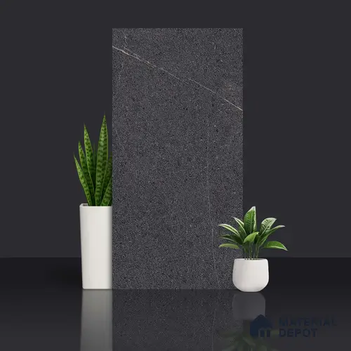 Stone Look Wall & Floor Tile TL 06658 D Polar Charcoal 4 ft x 2 ft Full Body Vitrified Matte Finish - 9 mm | 6 Random Design | Suitable For Living Room, Bedroom, Bathroom