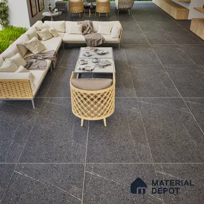 Stone Look Wall & Floor Tile TL 06658 D Polar Charcoal 4 ft x 2 ft Full Body Vitrified Matte Finish - 9 mm | 6 Random Design | Suitable For Living Room, Bedroom, Bathroom