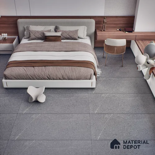 Stone Look Wall & Floor Tile TL 06658 D Polar Charcoal 4 ft x 2 ft Full Body Vitrified Matte Finish - 9 mm | 6 Random Design | Suitable For Living Room, Bedroom, Bathroom