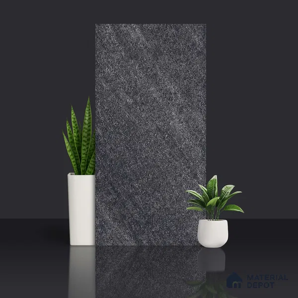 Stone Look Wall & Floor Tile TL 06659 C Mystone Nero 4 ft x 2 ft Full Body Vitrified Matte Finish - 9 mm | 4 Random Design | Suitable For Living Room, Bedroom, Bathroom (Sample)