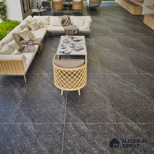 Stone Look Wall & Floor Tile TL 06659 C Mystone Nero 4 ft x 2 ft Full Body Vitrified Matte Finish - 9 mm | 4 Random Design | Suitable For Living Room, Bedroom, Bathroom