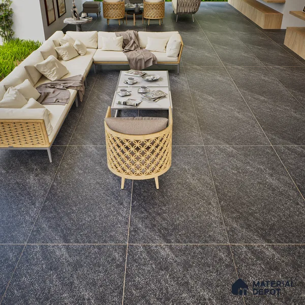 Stone Look Wall & Floor Tile TL 06659 C Mystone Nero 4 ft x 2 ft Full Body Vitrified Matte Finish - 9 mm | 4 Random Design | Suitable For Living Room, Bedroom, Bathroom (Sample)