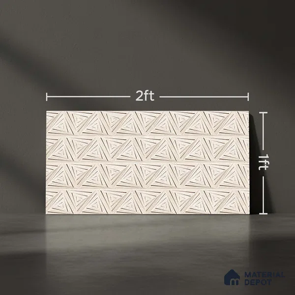 Cream Highlighter Wall Tile TL 06725 B Lustra Mirage Embellish 2 ft x 1 ft Ceramic Carving Satin Finish - 9 mm |  | Suitable for Living Room, Bedroom, Bathroom (Sample)