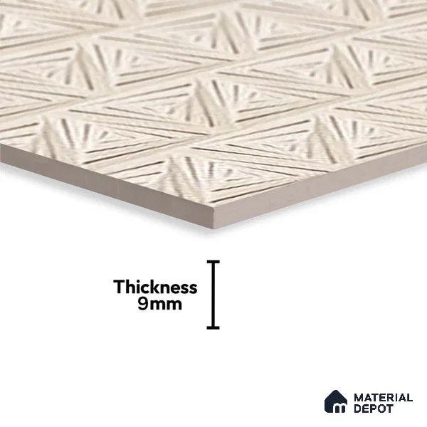 Cream Highlighter Wall Tile TL 06725 B Lustra Mirage Embellish 2 ft x 1 ft Ceramic Carving Satin Finish - 9 mm |  | Suitable for Living Room, Bedroom, Bathroom (Sample)