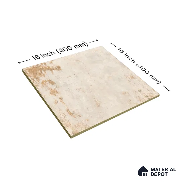 Stone Tile TL 04802 B Rustique Elegance Cream Brown 16 x 16 inch Vitrified Matte Finish - 12 mm | Suitable for Parking, Terrace, Balcony, Courtyard | Heavy Duty Digital Anti Skid Parking Floor | Pattern Alignment May Vary | 2-3 mm Spacer is Mandatory (Sample)